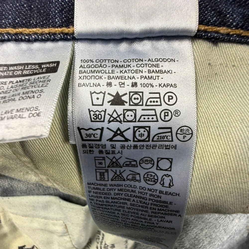 Levis 508 Regular Taper Jeans Mens 38x30 (Hemmed shorter) Dark‎ Wash Blue Denim